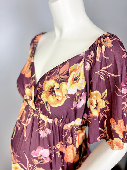 XL/14 - ASOS Burgundy Floral Twist Back Dress