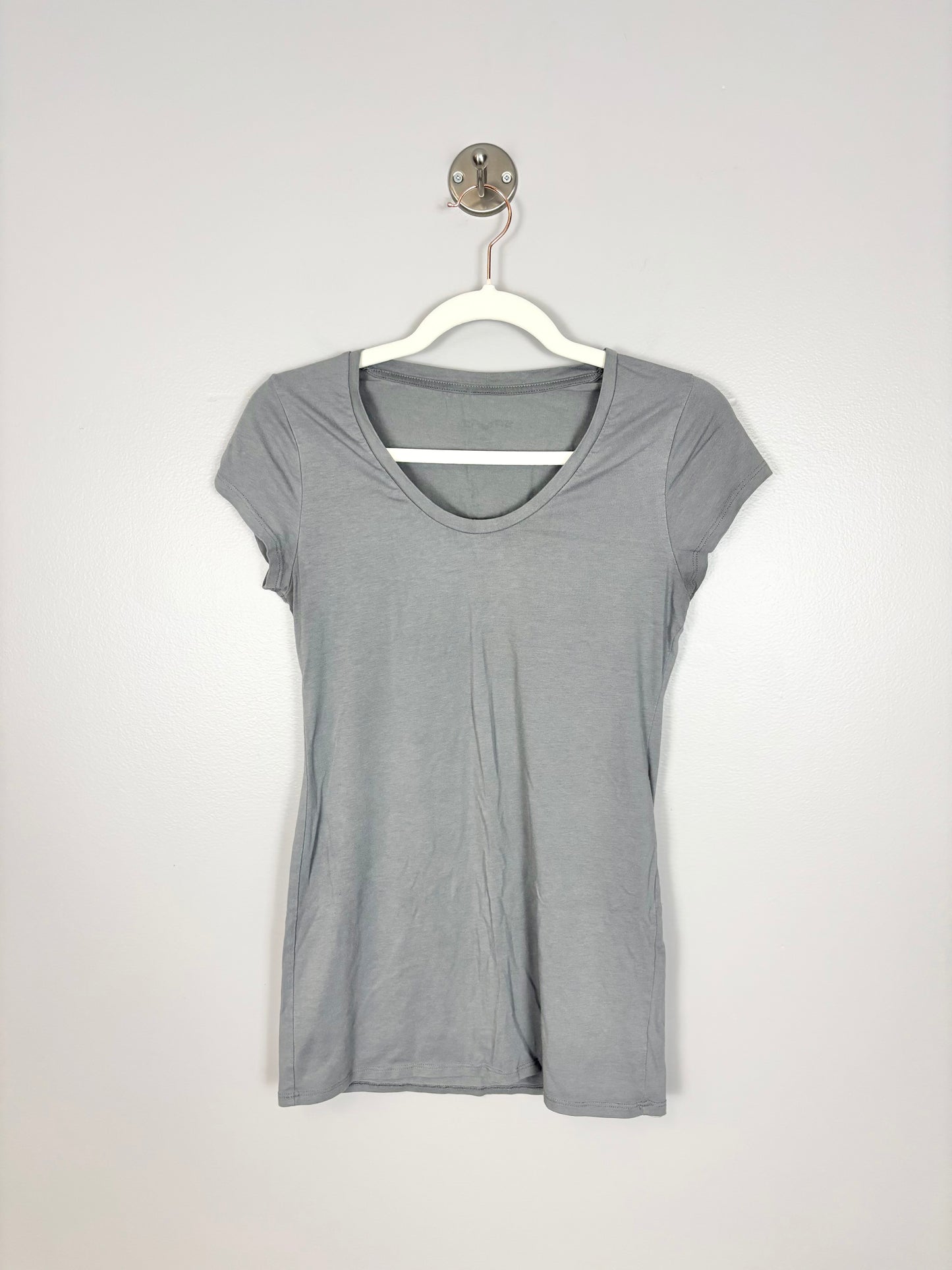 S - Grey Basic Fitted Shirt