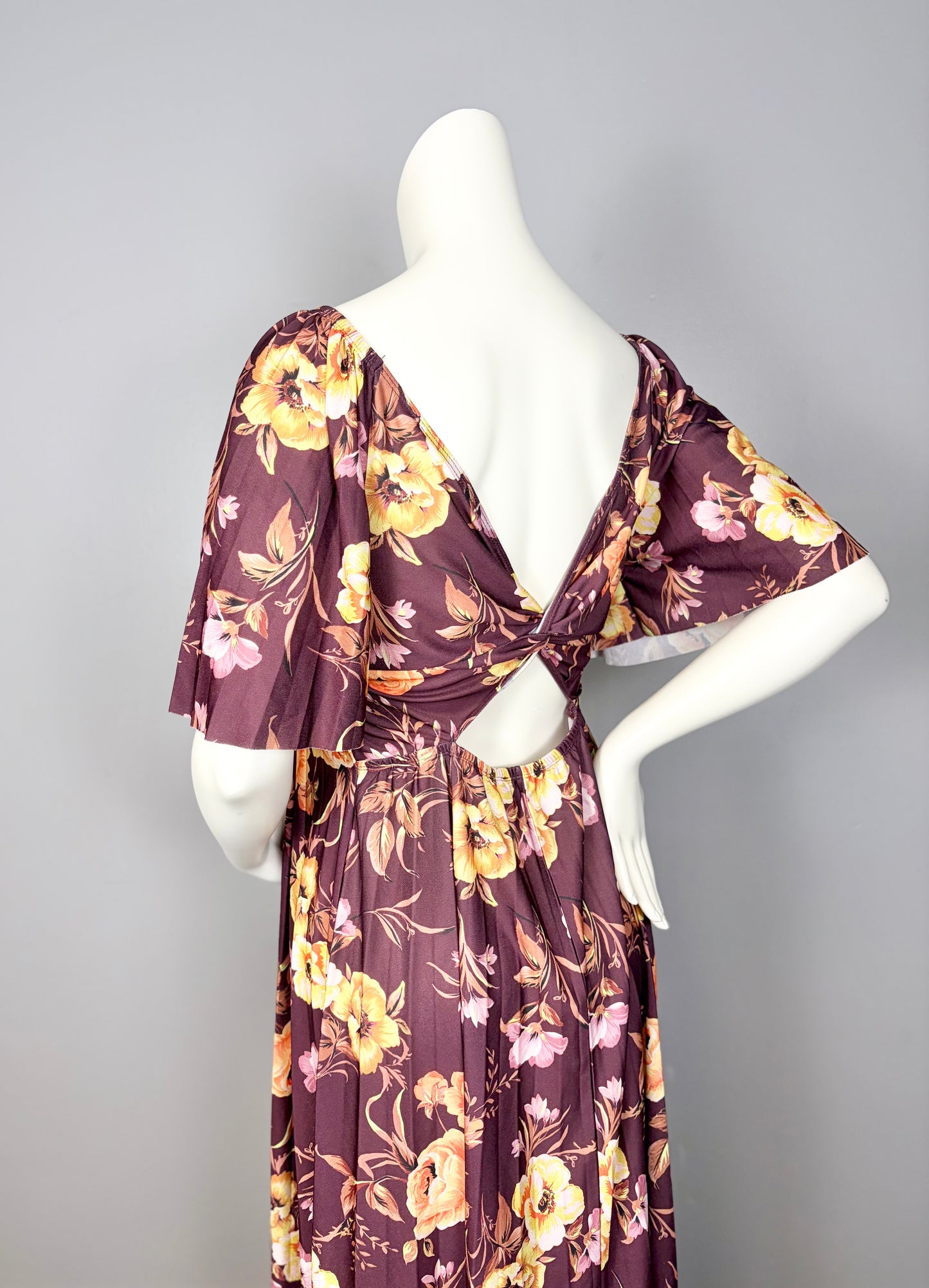 XL/14 - ASOS Burgundy Floral Twist Back Dress