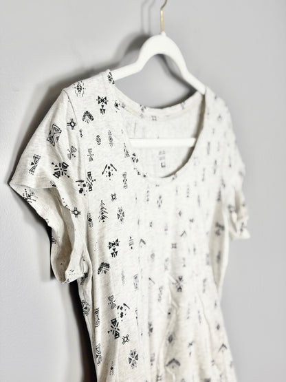 M - Thyme Black & White Symbols Fitted T-Shirt