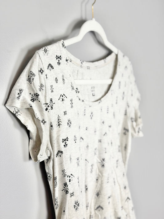 M - Thyme Black & White Symbols Fitted T-Shirt