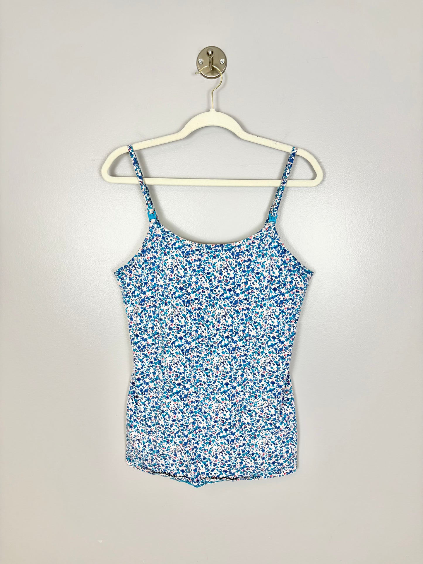 L - Thyme Blue Floral Nursing Tank