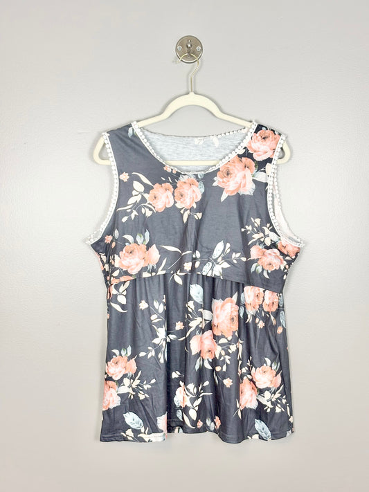 XXL - Unknown Brand Navy Floral Nursing Tank