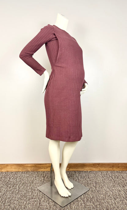M - Old Navy Soft Ribbed Plum Nursing Dress
