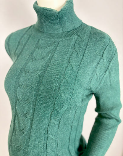 M - Emerald Green Cable Knit Sweater