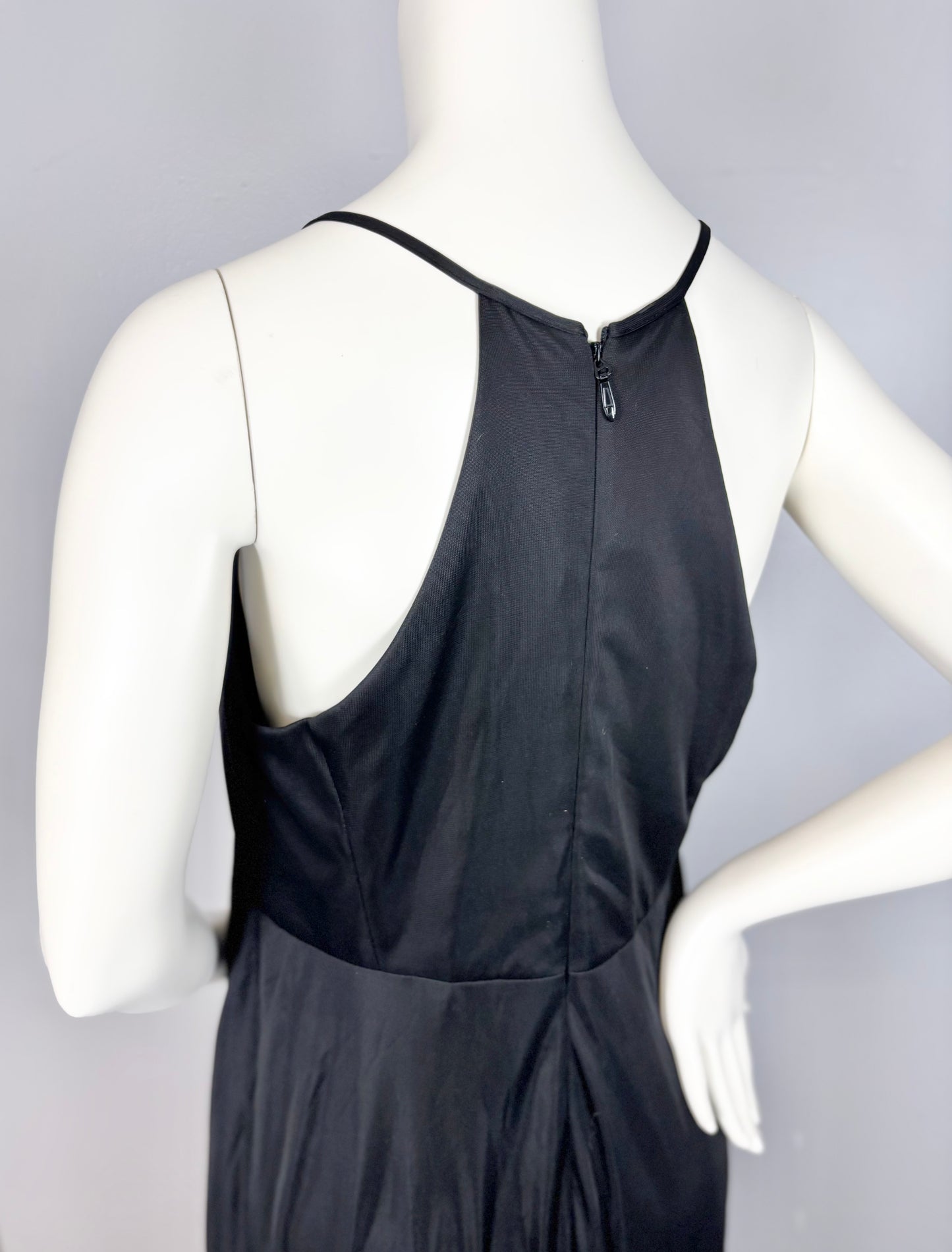 L - Azazi Black Chiffon Floor-Length Gown