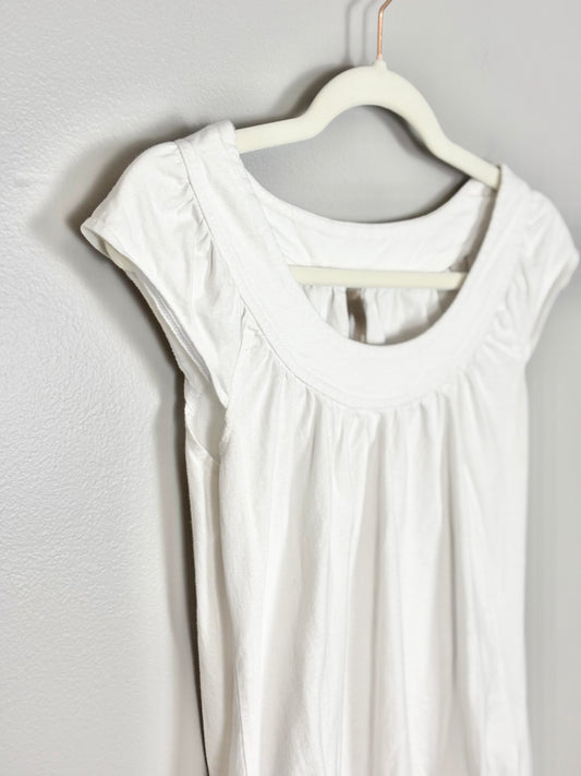 M - Thyme White Cap Sleeve Cotton Tee