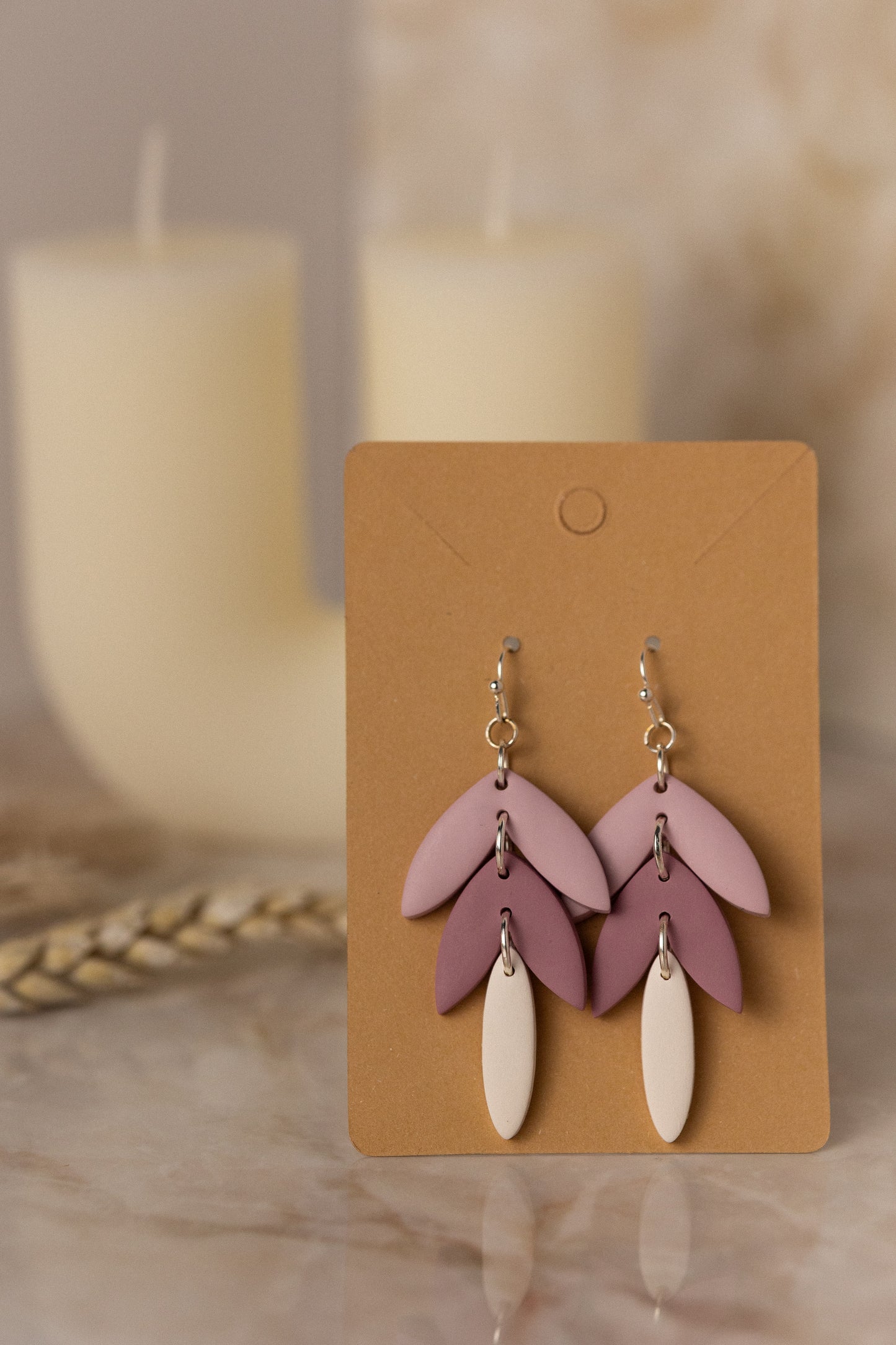 Prairie Rose Clay - Pink, Lavender & Cream Tiered Earrings