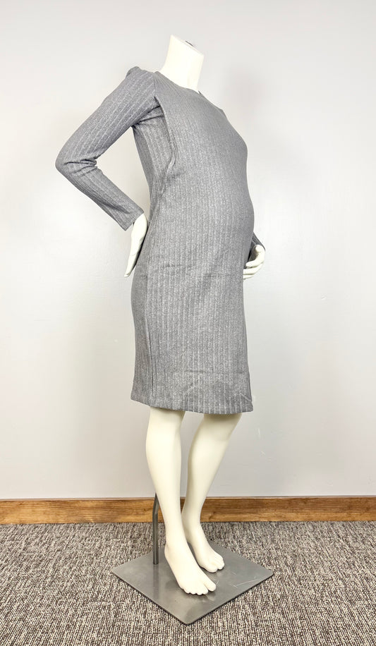 M - Old Navy Soft Ribbed Silver Nursing Dress
