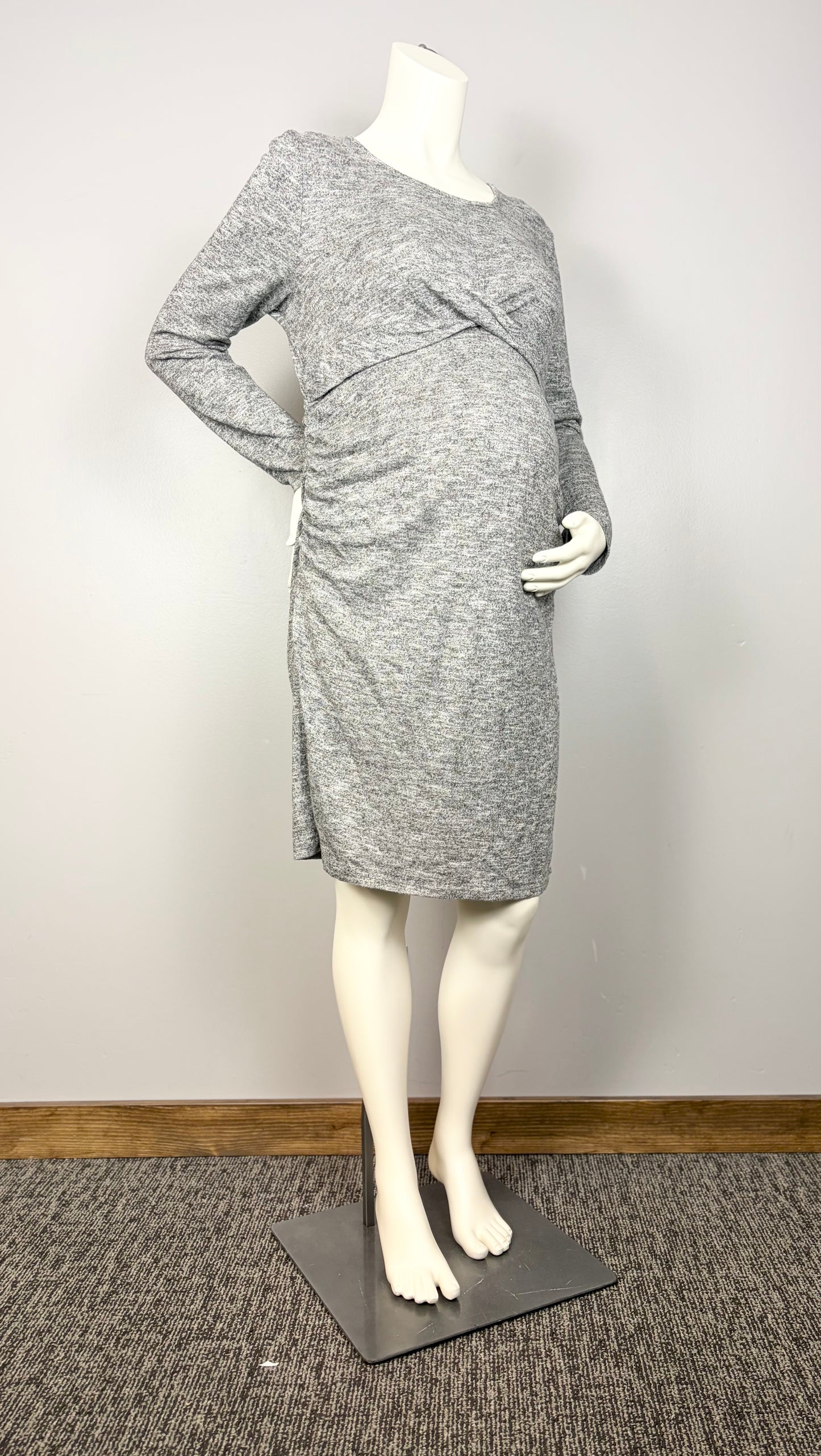 L - Paisley Sky Variegated Grey Sweater Dress
