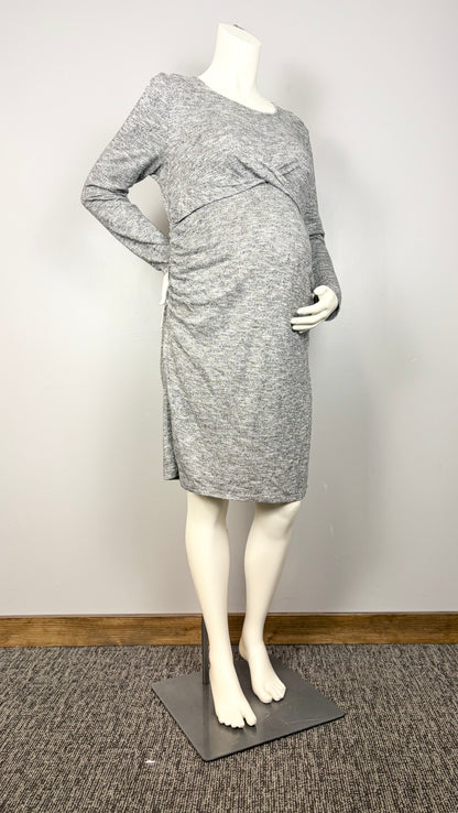 L - Paisley Sky Variegated Grey Sweater Dress