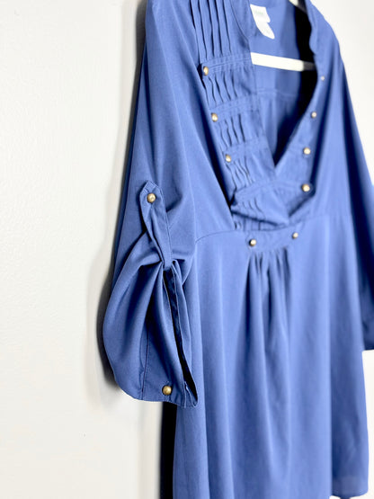 M - Motherhood Blue Copper Button Blouse
