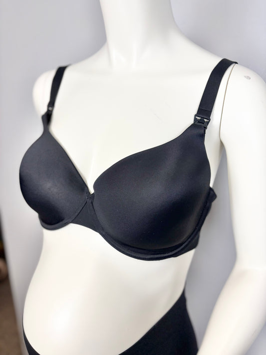 Size 38D/XL - Thyme Black Satin Bra