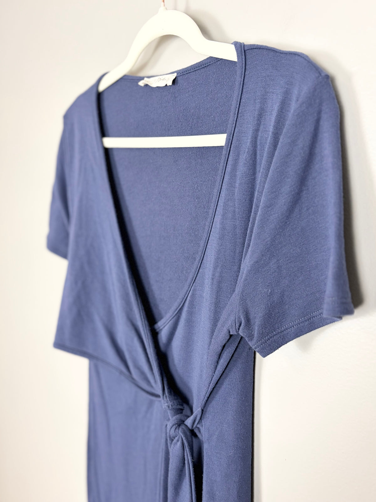 L - Hello Miz Soft Blue Side Wrap Nursing-Friendly Top