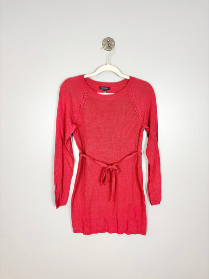 XS - Stork & Babe Red Braided Tie-Waist Sweater