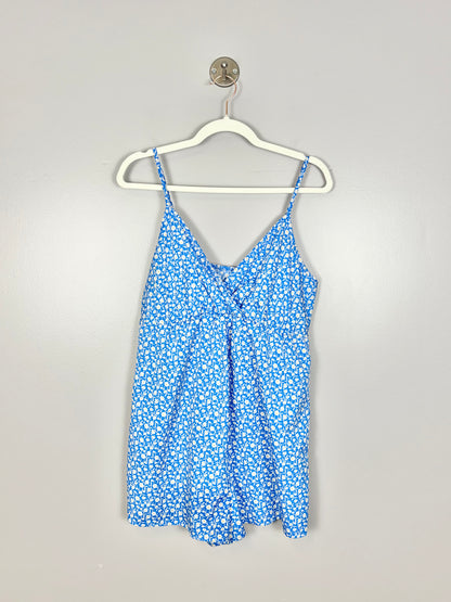L - Blue Floral Shorts Romper