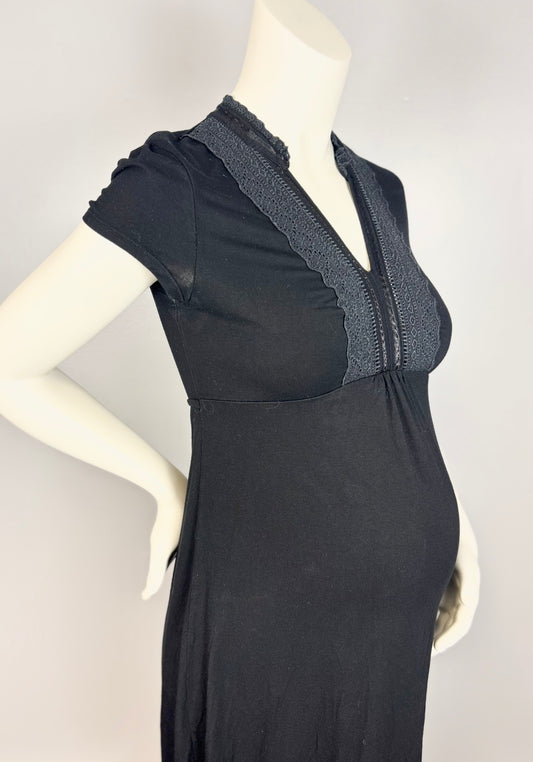 M - Thyme Black Crochet Detail Dress