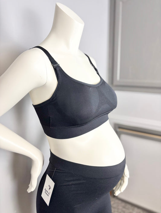 M - Thyme Black Nursing Sports Bra