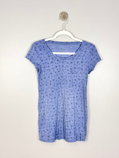 S - Thyme Blue Tiny Florals Fitted Shirt