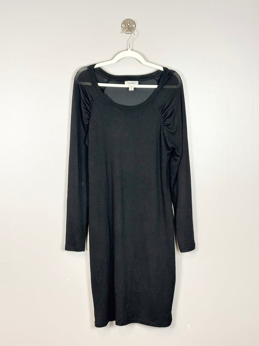 XL - Motherhood Black Knitted Long-Sleeve Dress