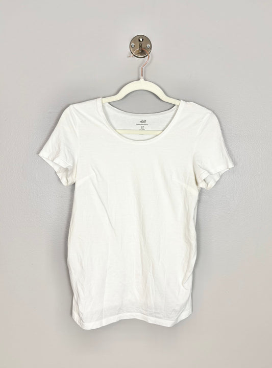 M - H & M White Fitted Basic Tee