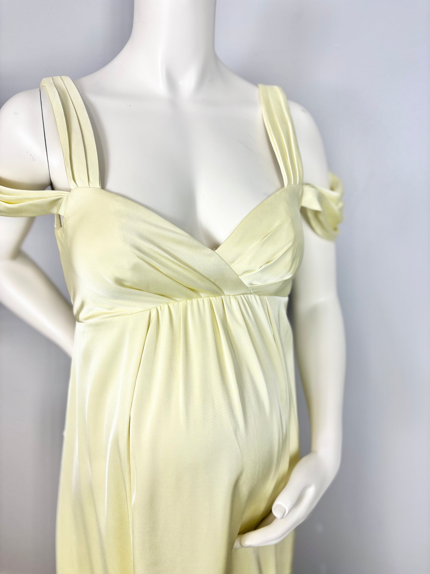 S - Azazie Yellow Shimmer Satin Gown