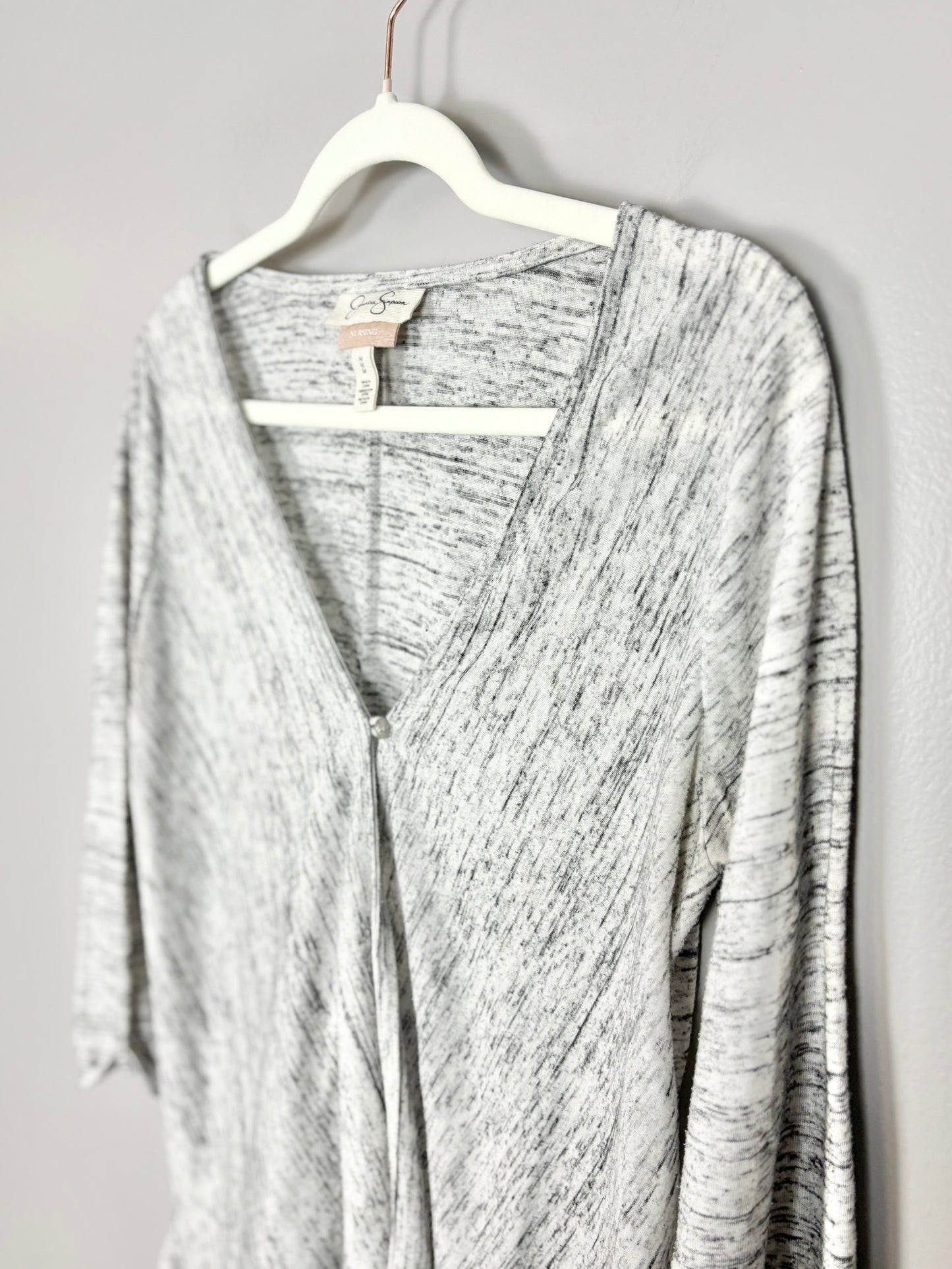 M - Jessica Simpson Variegated Light Grey Nursing Shirt