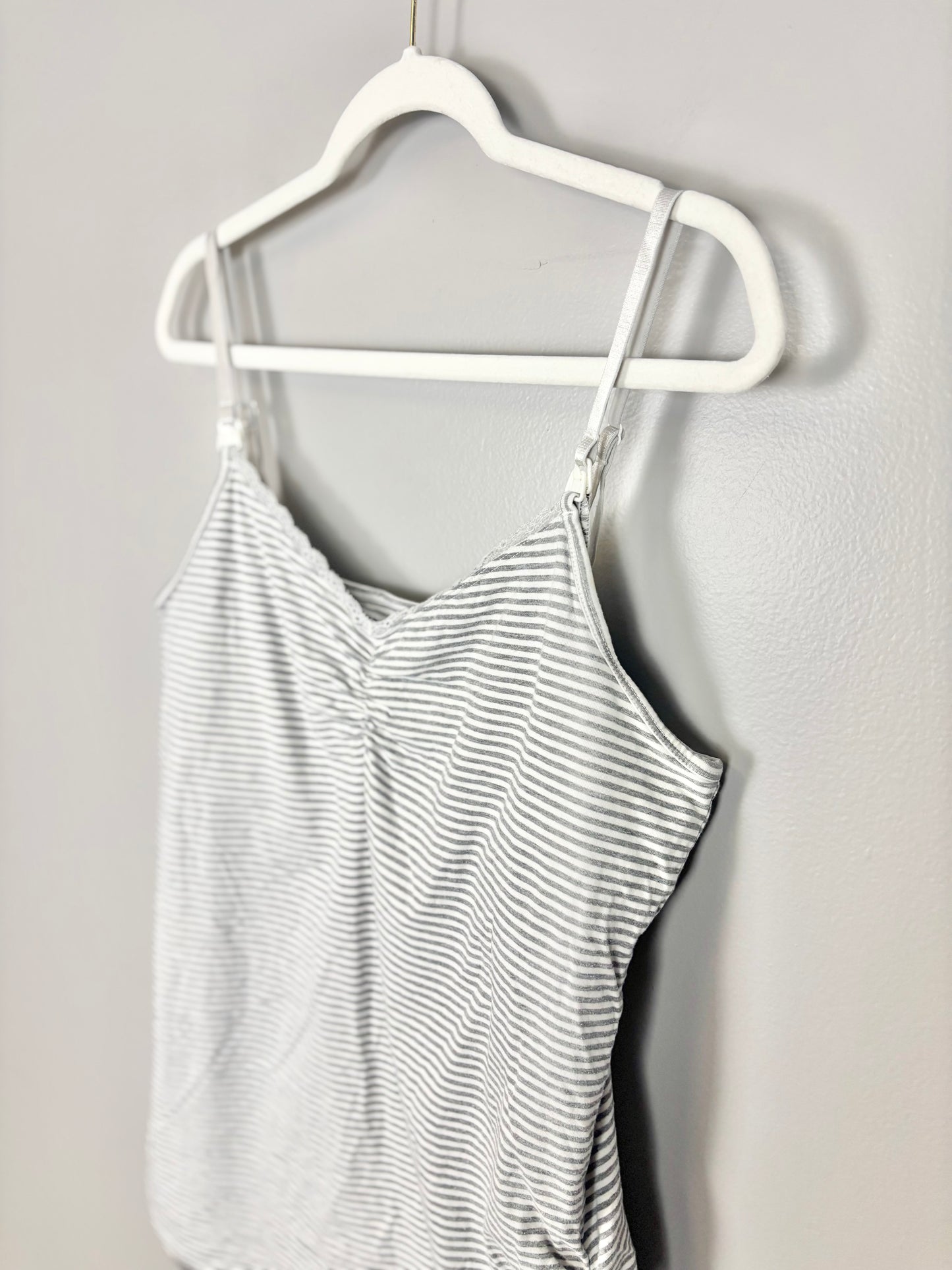XL - Motherhood  Light Grey Stripe Nursing Tank