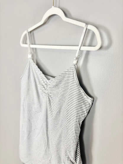 XL - Motherhood  Light Grey Stripe Nursing Tank