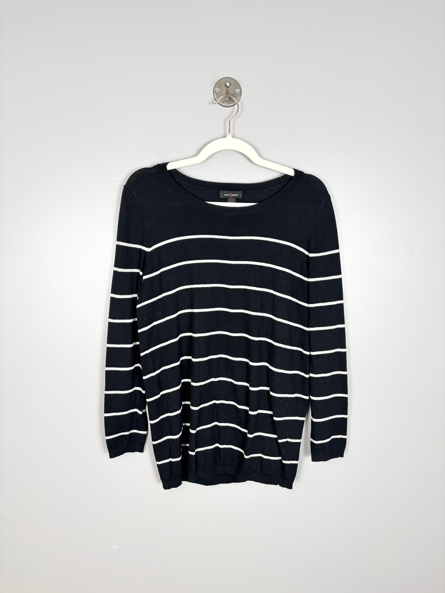 M - Stork & Babe Striped Maternity Sweater