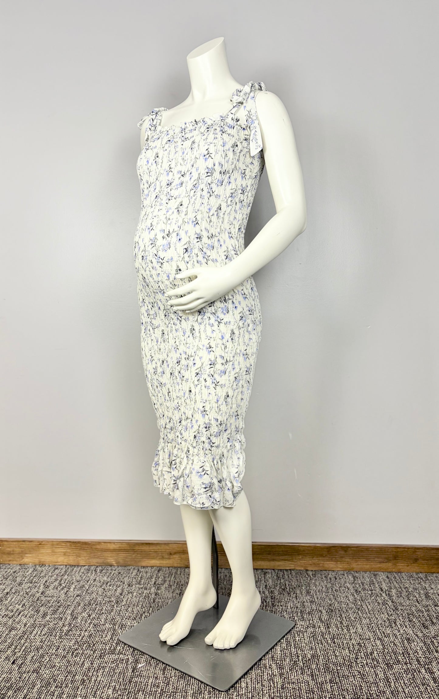 L - Hello Miz Floral Smocked Midi Dress