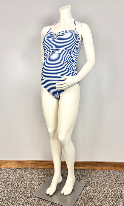 L/Size 12 - George Blue Striped One-Piece Swimsuit