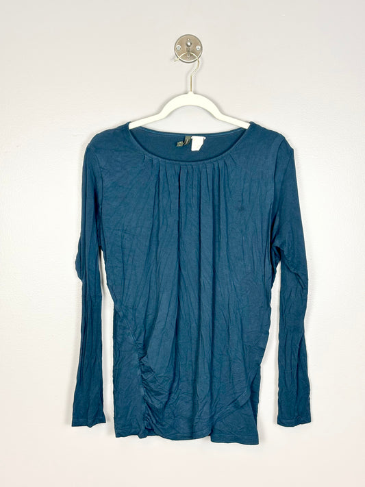 L - Mother’s Vogue Dark Teal Nursing Shirt