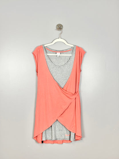 M - Bench Pink & Grey Double Layer Tee