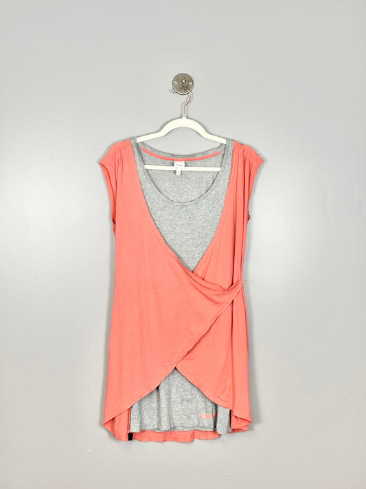 M - Bench Pink & Grey Double Layer Tee
