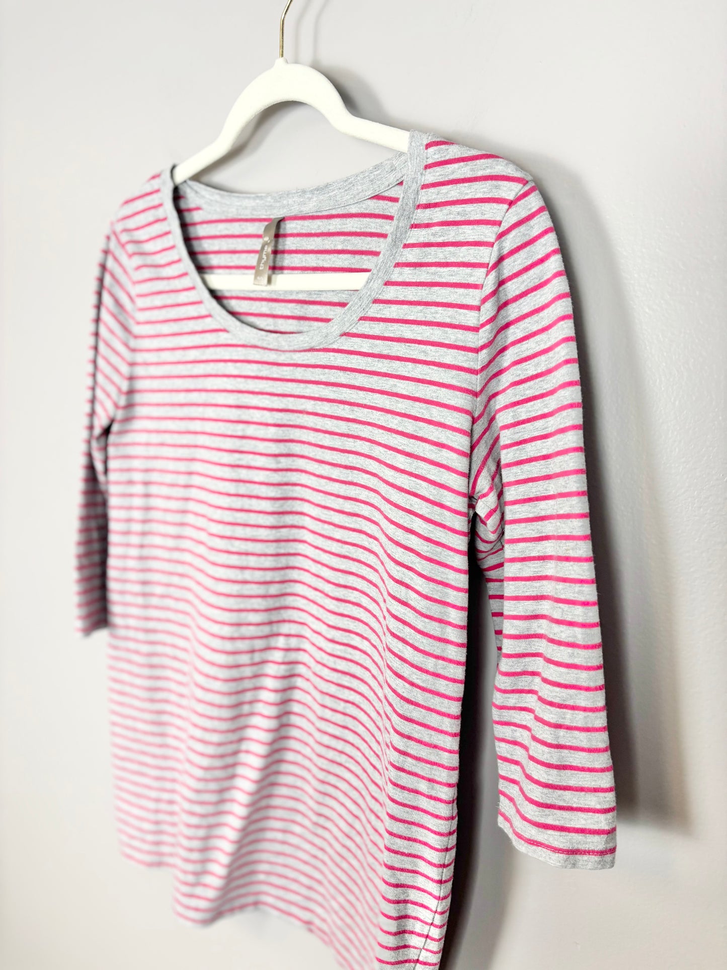 L - Thyme Grey & Pink Long Sleeve Shirt