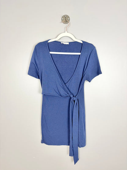 L - Hello Miz Soft Blue Side Wrap Nursing-Friendly Top