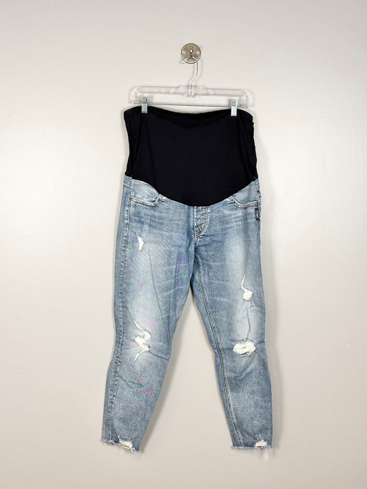 XL/Size 33 - Silver Jeans SUKI Skinny Crop Distressed Jeans
