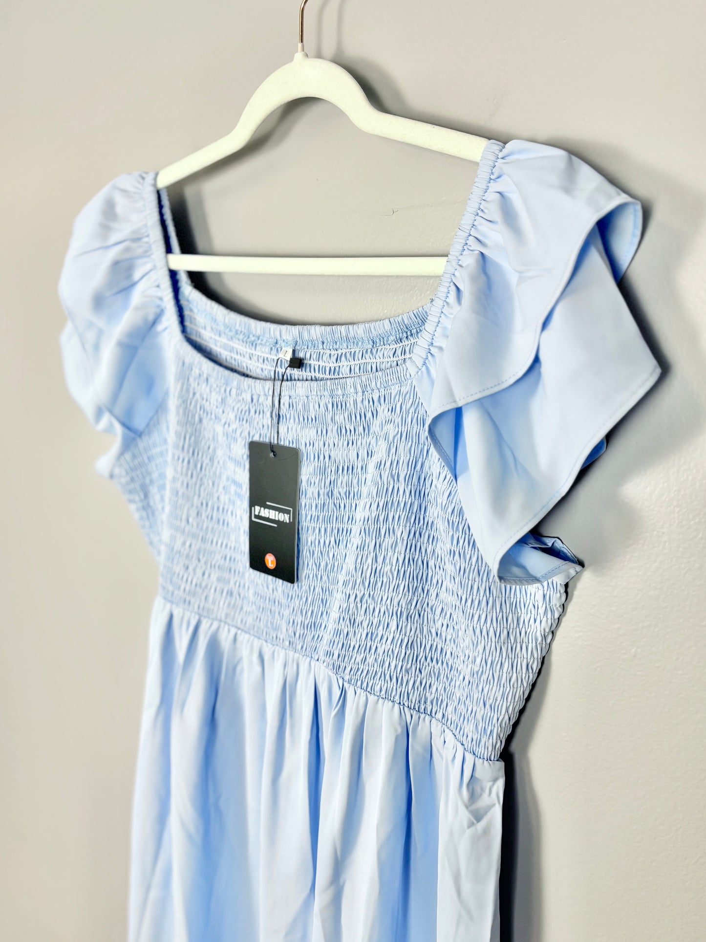 L - Sky Blue Ruffle Dress