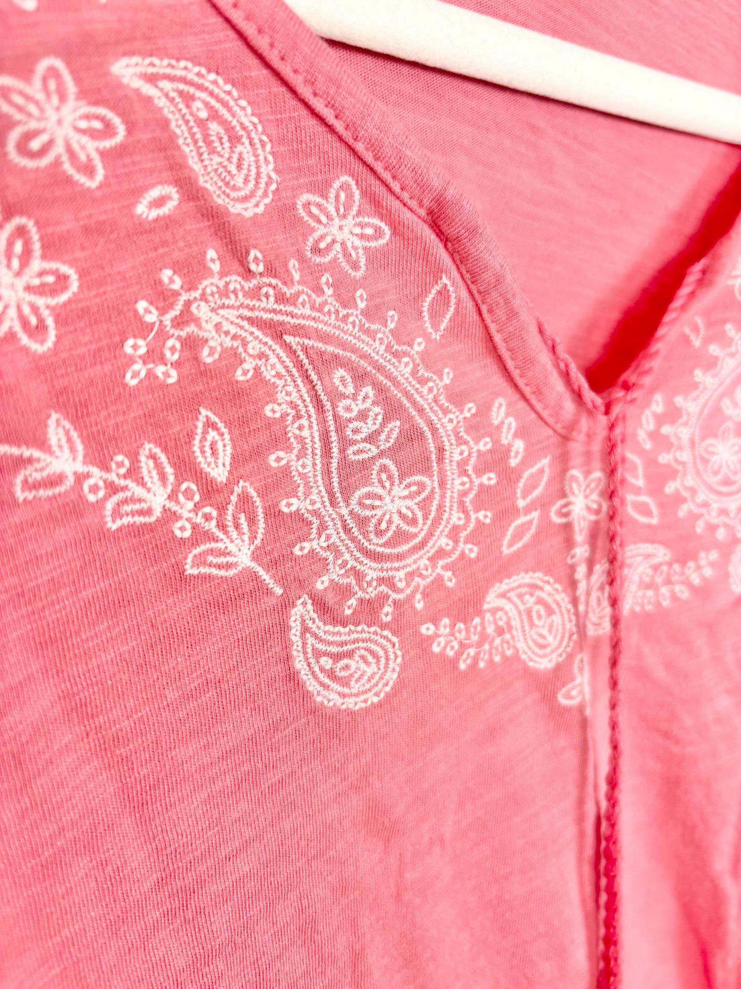 S - Thyme Pink Paisley Embroidered Shirt