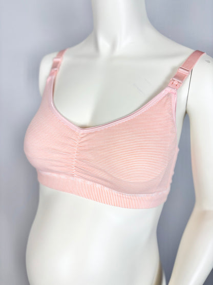 XL - Pink Striped Nursing Bra