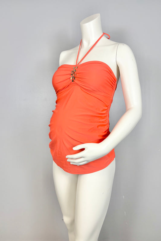S - Liz Lange Coral Halter Swim Top