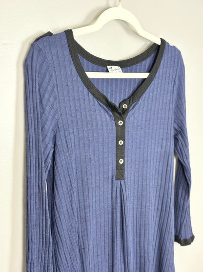 XS - Thyme Navy Ribbed Long Sleeve Tee
