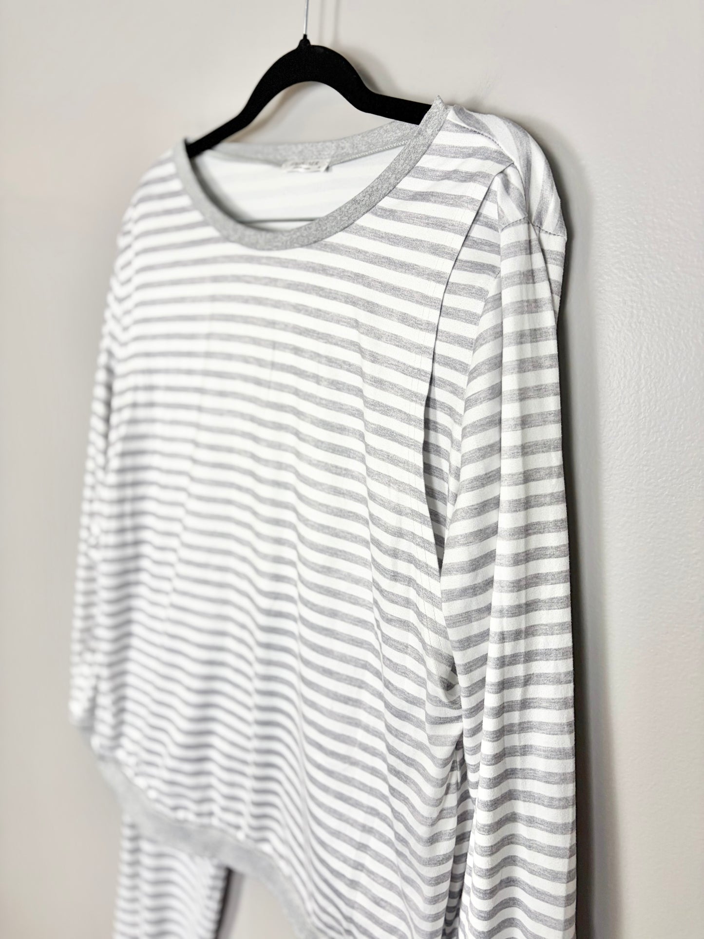 XL - Light Grey Stripe Nursing Pyjama Set