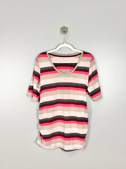 XL - Motherhood Pink Striped 3/4 Sleeve Top