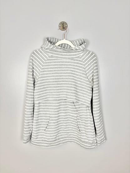 L - Grey & White Striped Nursing Hoodie