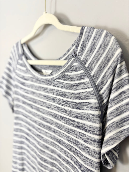 M - Thyme Lavender Striped Nursing Shirt