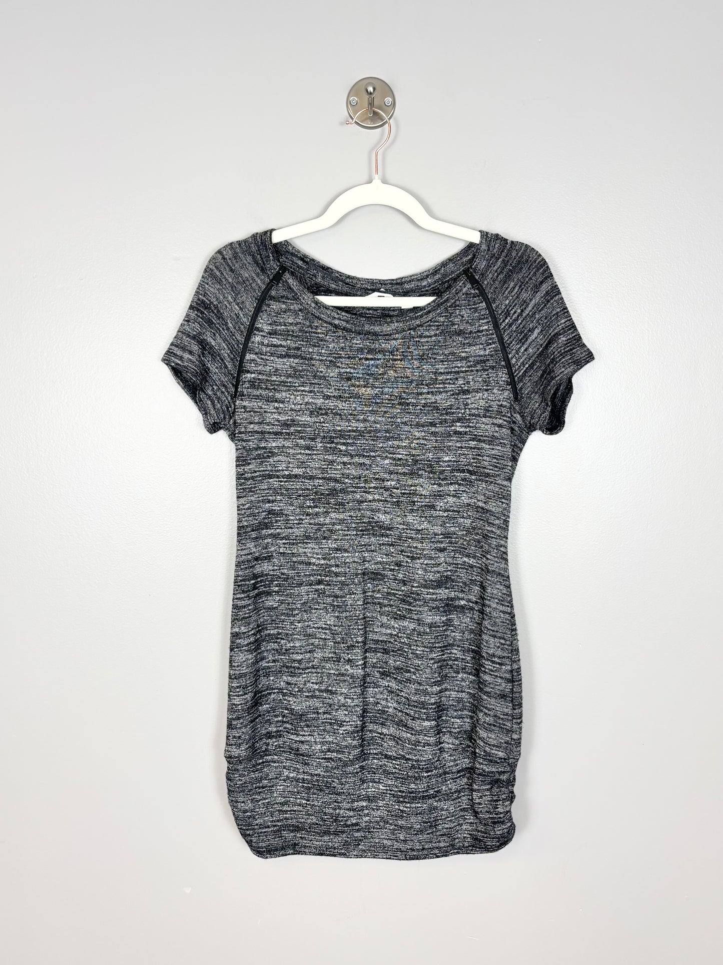 S - Thyme Short Sleeve Variegated Zipper Nursing Shirt