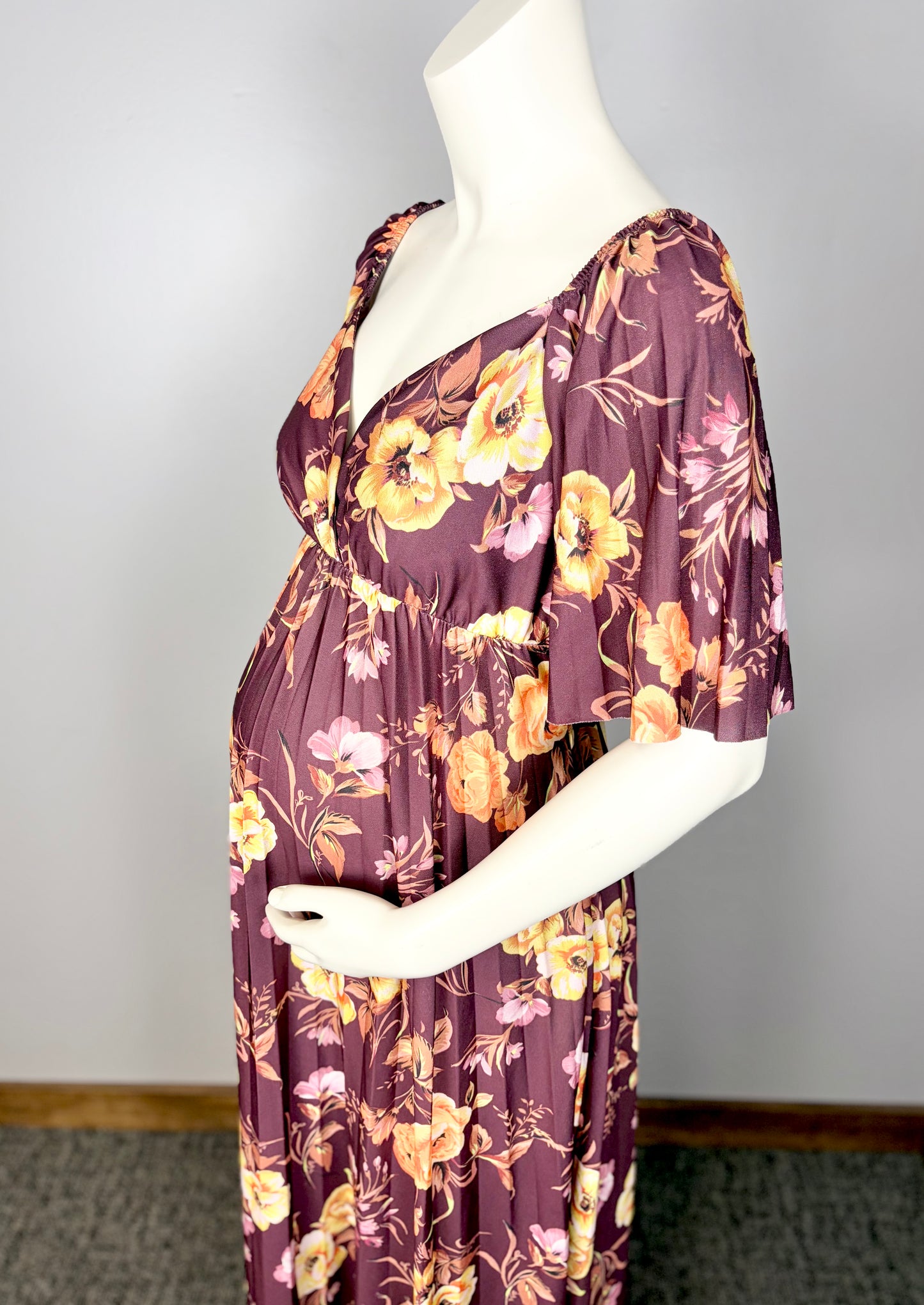 XL/14 - ASOS Burgundy Floral Twist Back Dress