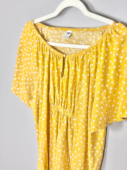 L - Old Navy Yellow Polka Dot Shirt